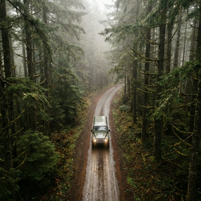 Pine Forest Winding Road